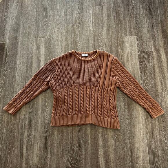 EUC Kith Wheatley Cable Knit Sweater Camel Brown XXL Cotton Crewneck Pullover - Picture 11 of 14